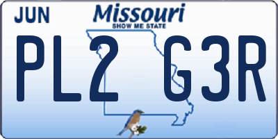 MO license plate PL2G3R