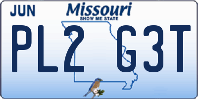MO license plate PL2G3T