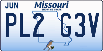 MO license plate PL2G3V