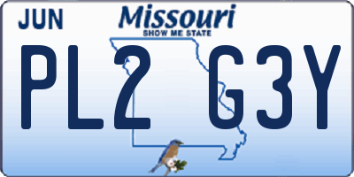 MO license plate PL2G3Y