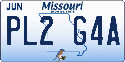 MO license plate PL2G4A