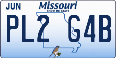 MO license plate PL2G4B