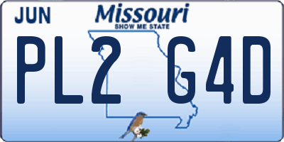 MO license plate PL2G4D