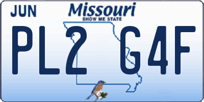 MO license plate PL2G4F