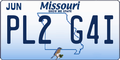 MO license plate PL2G4I