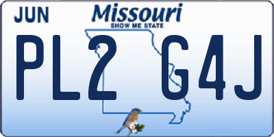 MO license plate PL2G4J