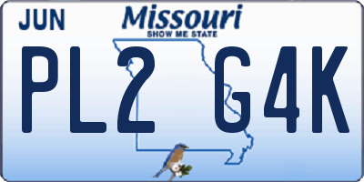 MO license plate PL2G4K