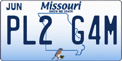 MO license plate PL2G4M