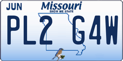 MO license plate PL2G4W