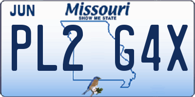 MO license plate PL2G4X
