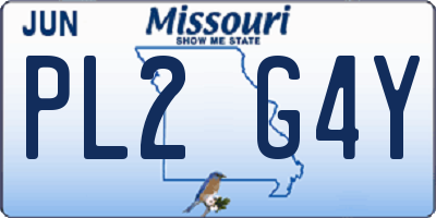 MO license plate PL2G4Y