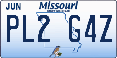 MO license plate PL2G4Z