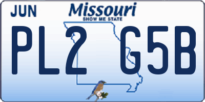 MO license plate PL2G5B