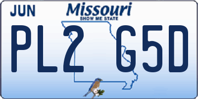 MO license plate PL2G5D