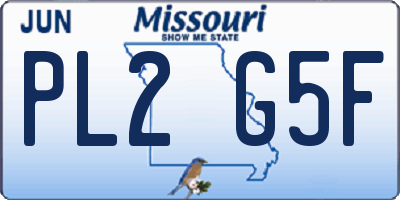 MO license plate PL2G5F