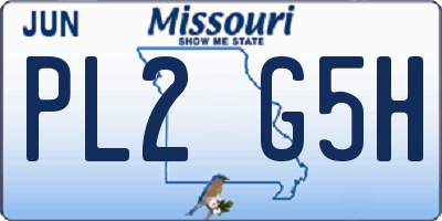 MO license plate PL2G5H