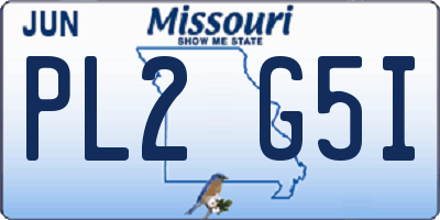 MO license plate PL2G5I