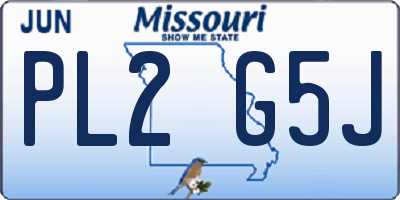 MO license plate PL2G5J
