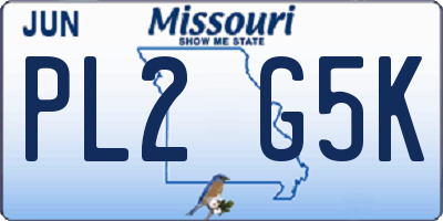 MO license plate PL2G5K