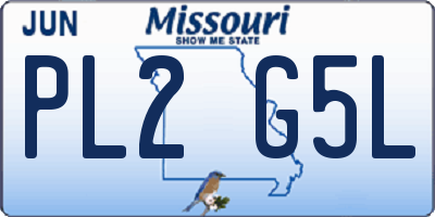 MO license plate PL2G5L
