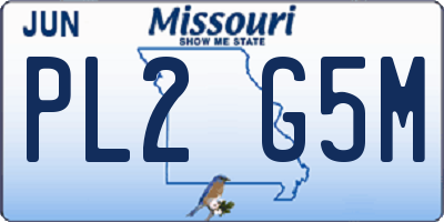 MO license plate PL2G5M