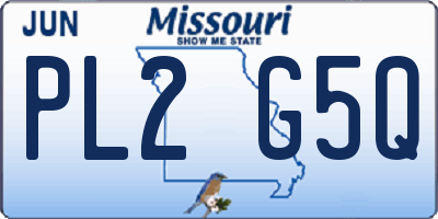MO license plate PL2G5Q