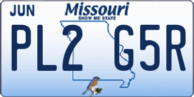 MO license plate PL2G5R