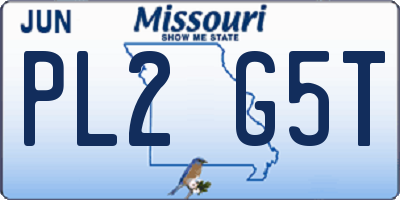 MO license plate PL2G5T