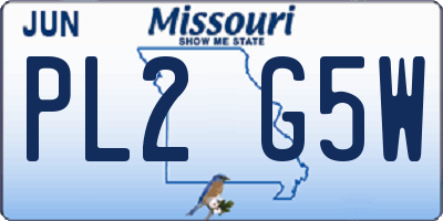 MO license plate PL2G5W