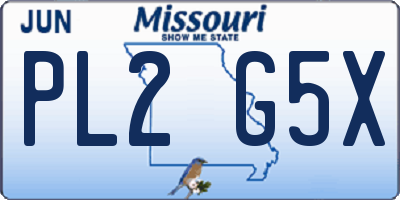 MO license plate PL2G5X