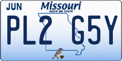 MO license plate PL2G5Y