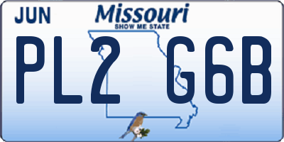 MO license plate PL2G6B
