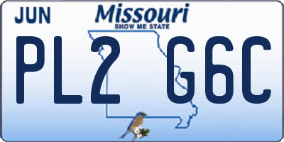 MO license plate PL2G6C