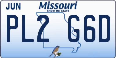 MO license plate PL2G6D