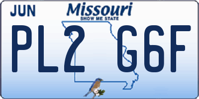 MO license plate PL2G6F