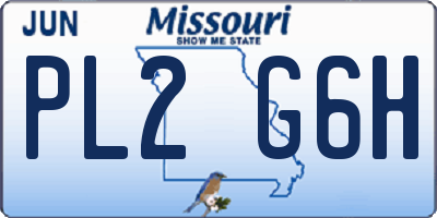 MO license plate PL2G6H