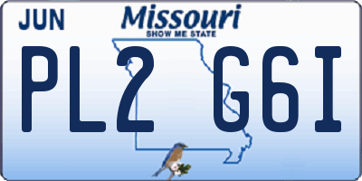 MO license plate PL2G6I