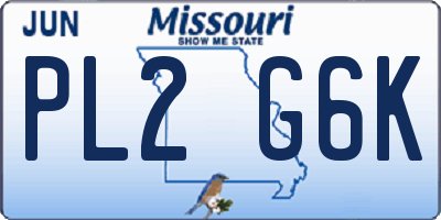 MO license plate PL2G6K