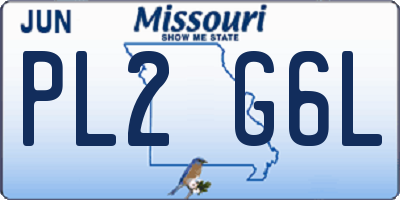 MO license plate PL2G6L