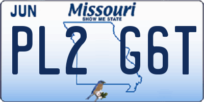 MO license plate PL2G6T