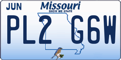 MO license plate PL2G6W