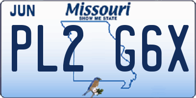 MO license plate PL2G6X
