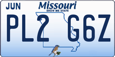 MO license plate PL2G6Z