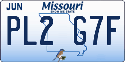 MO license plate PL2G7F