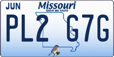 MO license plate PL2G7G