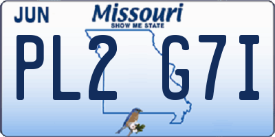 MO license plate PL2G7I