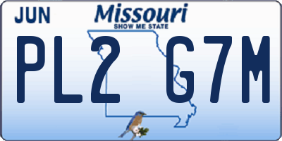 MO license plate PL2G7M