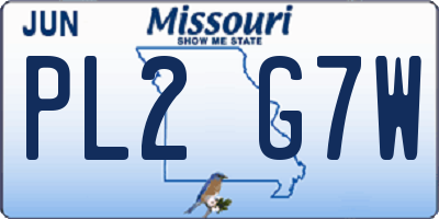 MO license plate PL2G7W