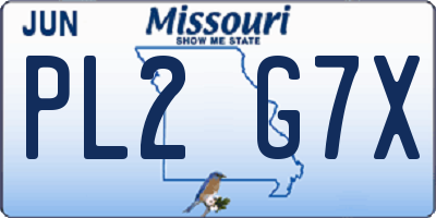 MO license plate PL2G7X
