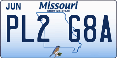 MO license plate PL2G8A